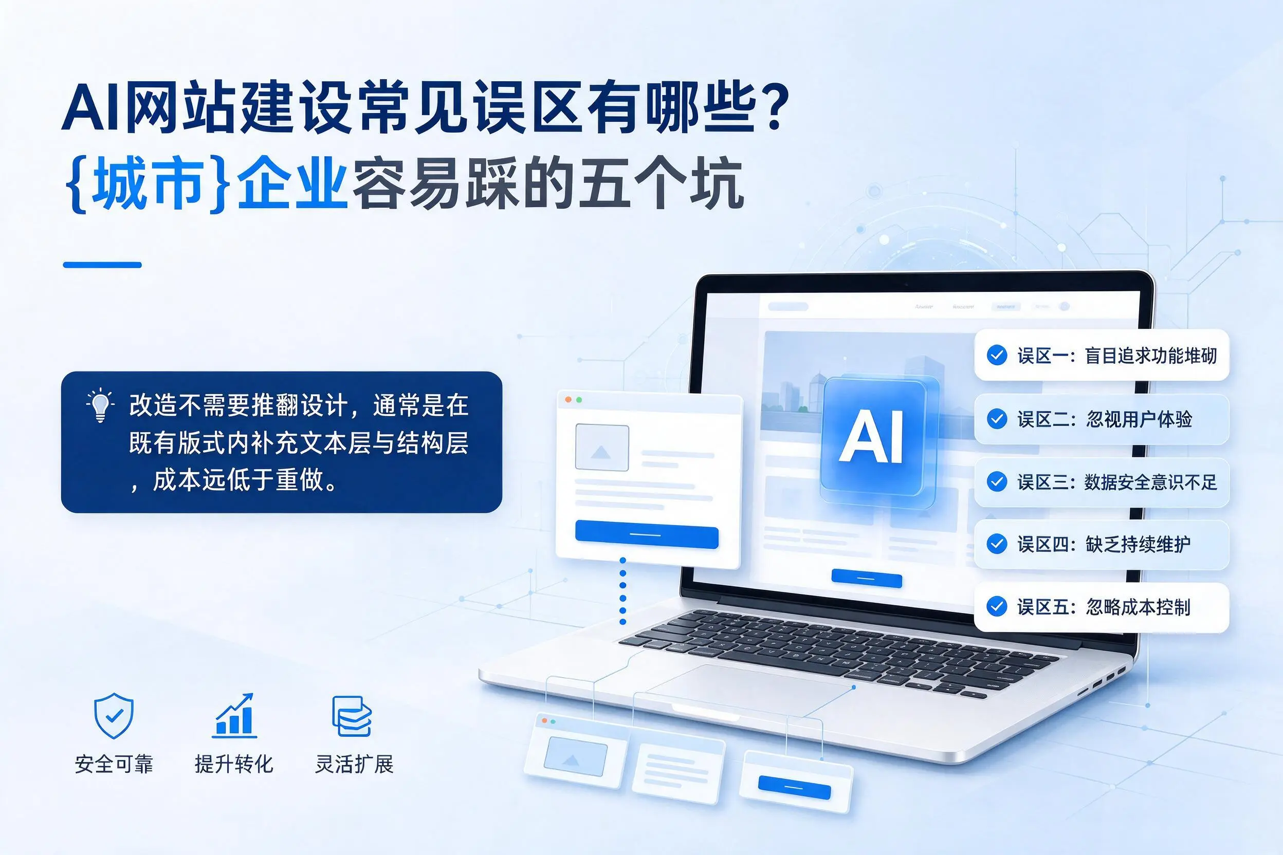 AI网站建设常见误区有哪些?图木舒克企业容易踩的五个坑