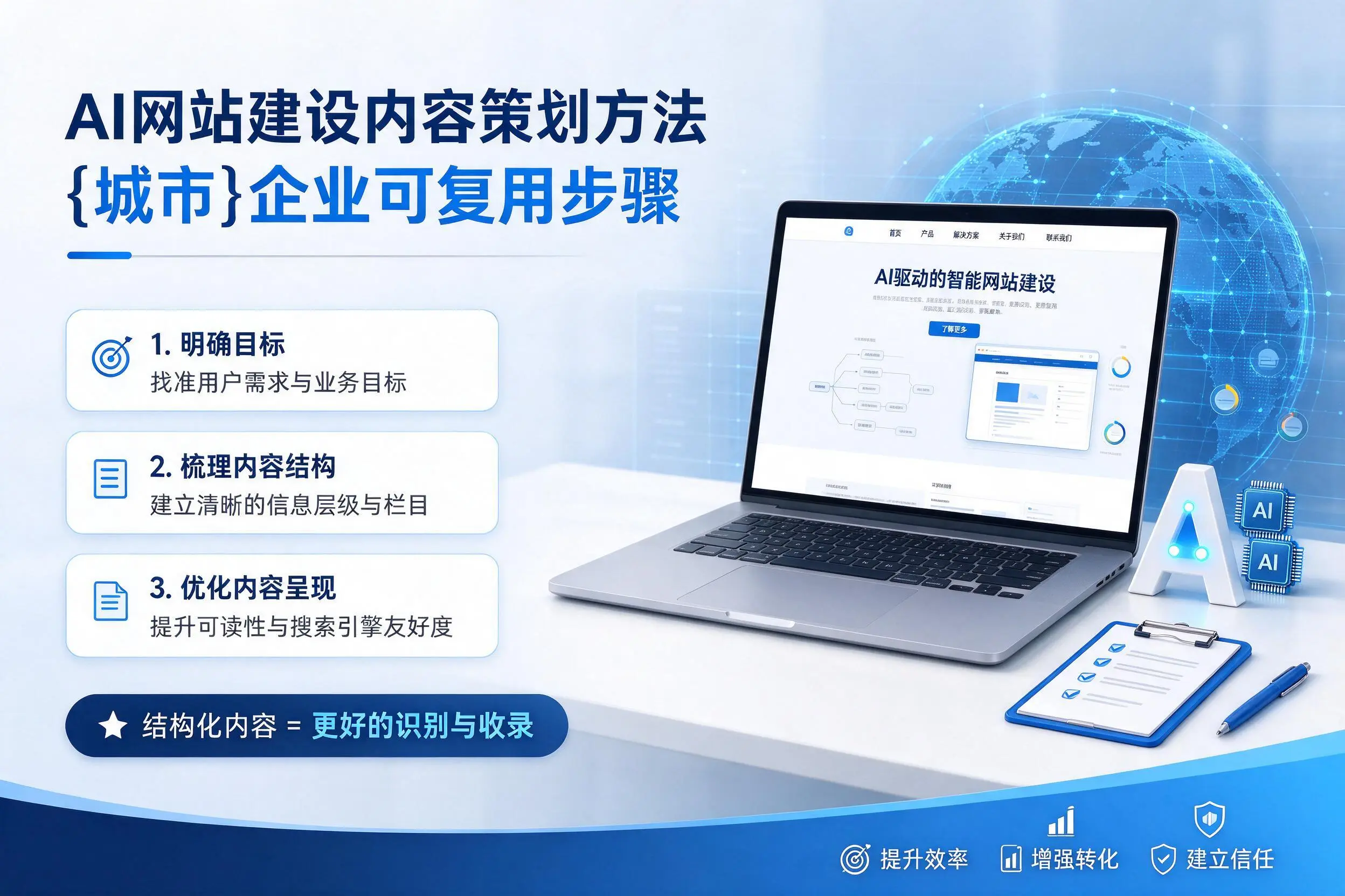 AI网站建设内容策划方法,图木舒克企业可复用步骤